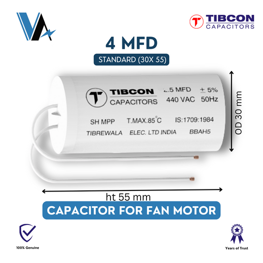 Tibcon Capacitor for Fan | 4 MFD | 440 V