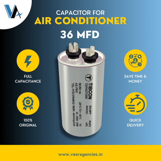 Tibcon Capacitor for Air Conditioner |36 MFD| PIN Type