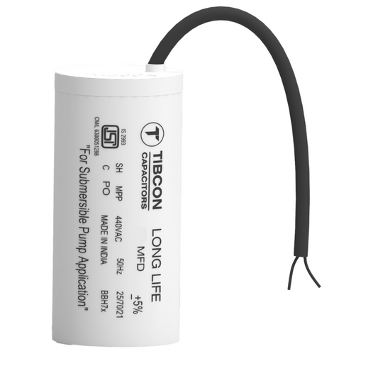 Tibcon Capacitor for Submersible Pump Motors | 100 MFD | 440 V | Wire Type