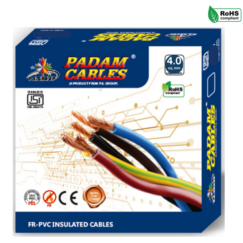 Padam 4.00 sq mm FR PVC insulated Multistrand flexible Copper Wire Padam 4.00 sq mm FR PVC insulated Multistrand flexible Copper Wire