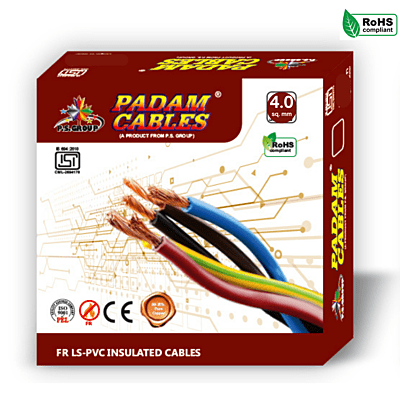 Padam 4.00 sq mm FRLS PVC insulated Multistrand flexible Copper Wire-180 Mtr
