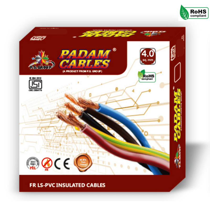 Padam 4.00 sq mm FRLS PVC insulated Multistrand flexible Copper Wire-180 Mtr Padam 4.00 sq mm FRLS PVC insulated Multistrand flexible Copper Wire-180 Mtr