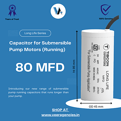 Tibcon 80 MFD 440 V Capacitor for Submersible Pump