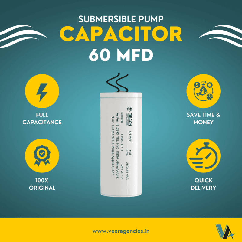 Tibcon 60 MFD 440 V Capacitor for Submersible Pump