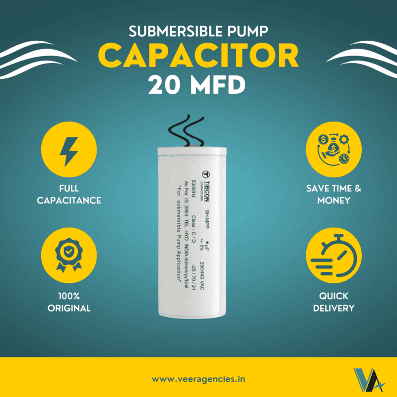 Tibcon 20 MFD 440 V Capacitor for Submersible Pump