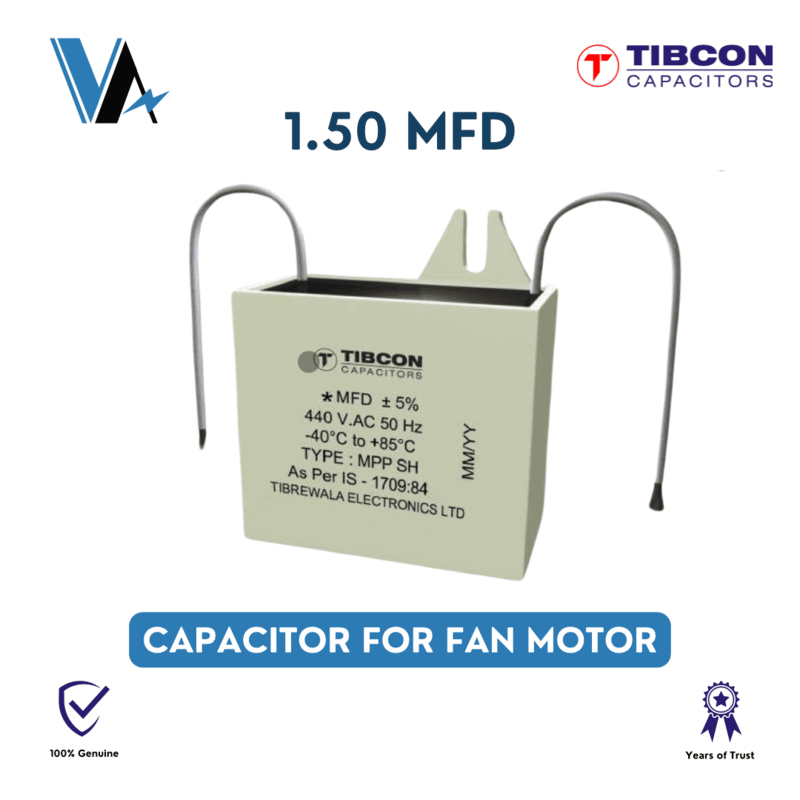 Tibcon 1.5 MFD box type capacitor for Fan Tibcon 1.5 MFD box type capacitor for Fan