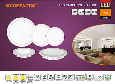 Compact LED Backlit Downlight Panel Round - UNO
