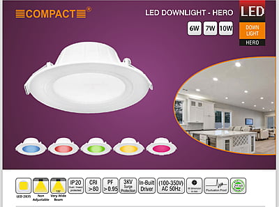 Compact 6W Backlit recessed concealed box downlight LED - CLICK HERO 3 in 1