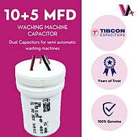 Tibcon 10 + 5 MFD Dual Capacitors for Washing Machine Tibcon 10 + 5 MFD Dual Capacitors for Washing Machine